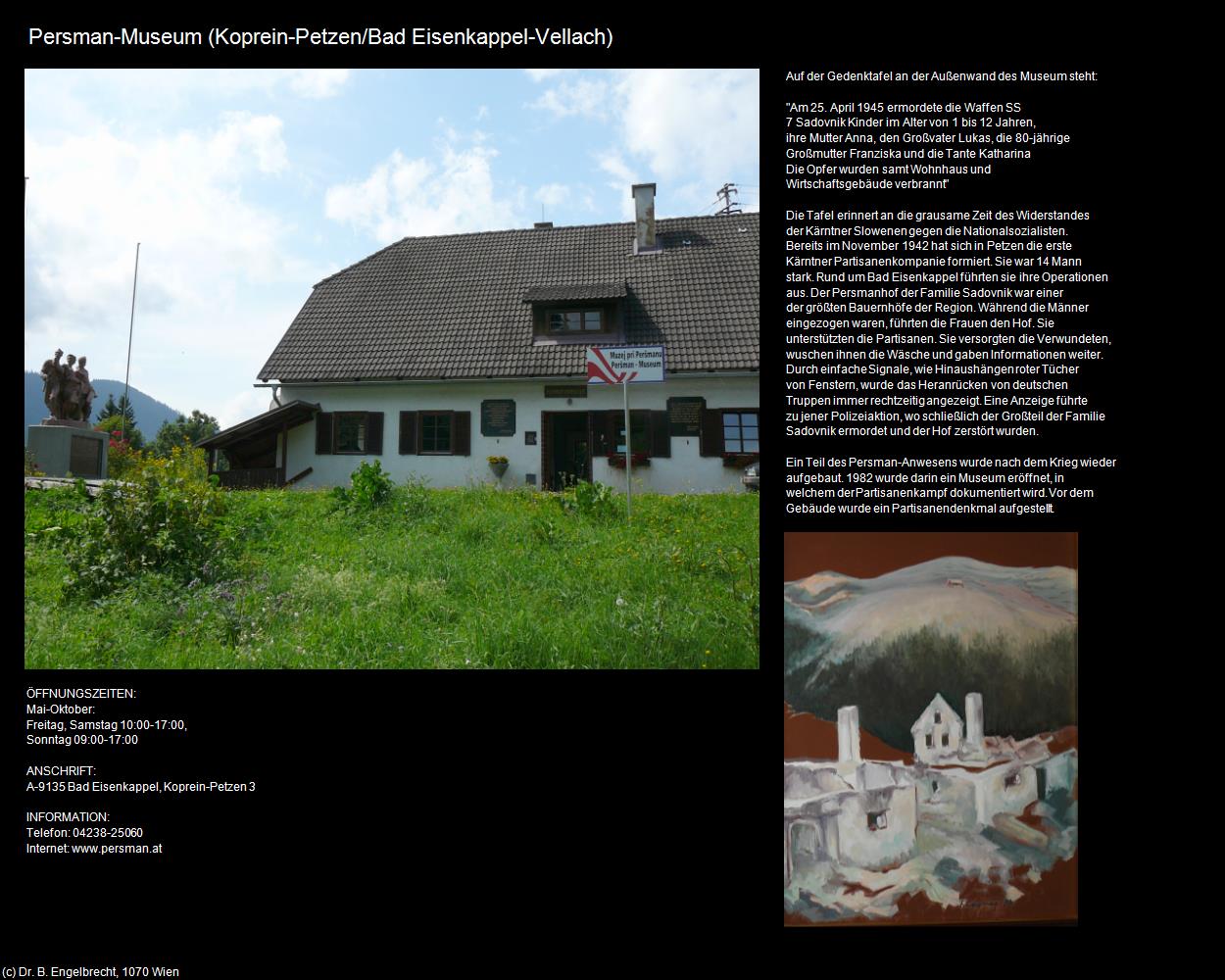 Persman-Museum (Koprein-Petzen/Bad Eisenkappel-Vellach) in Kulturatlas-KÄRNTEN