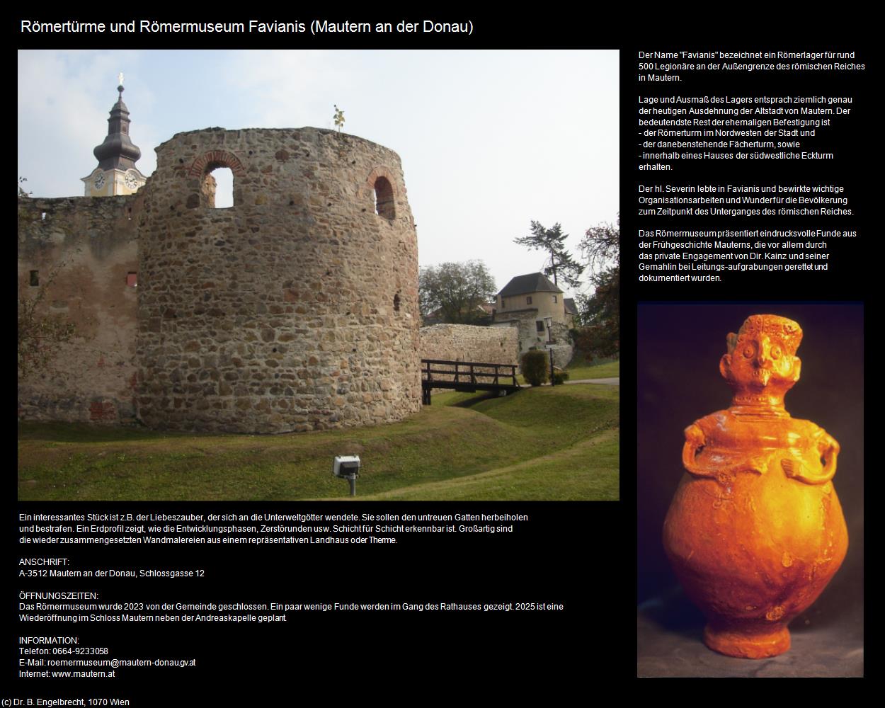 Römertürme und Römermuseum (Mautern an der Donau) in Kulturatlas-NIEDERÖSTERREICH