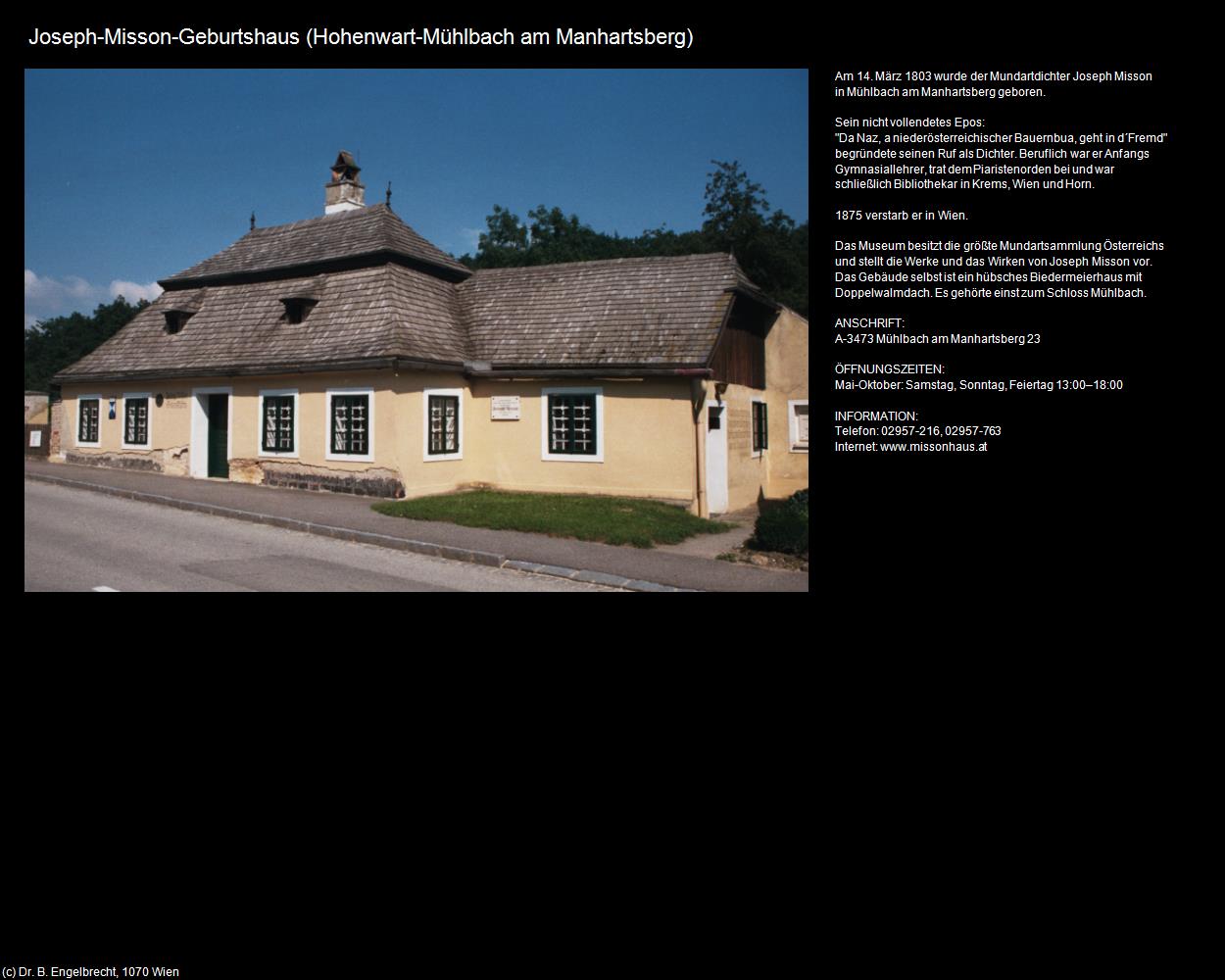 Joseph-Misson-Geburtshaus (Mühlbach) (Mühlbach am Manhartsberg-Hohenwart) in Kulturatlas-NIEDERÖSTERREICH