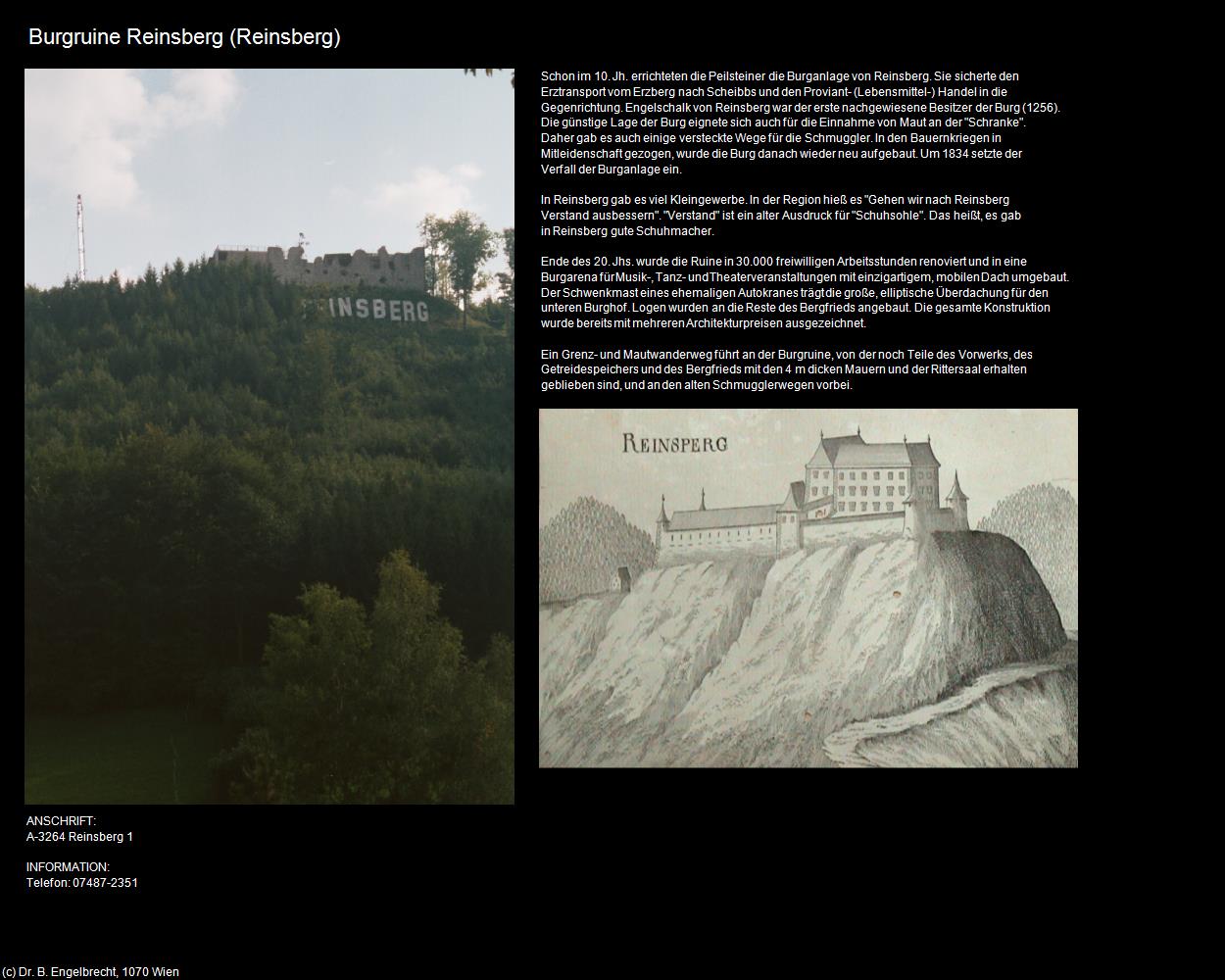 Burgruine Reinsberg (Reinsberg) in Kulturatlas-NIEDERÖSTERREICH