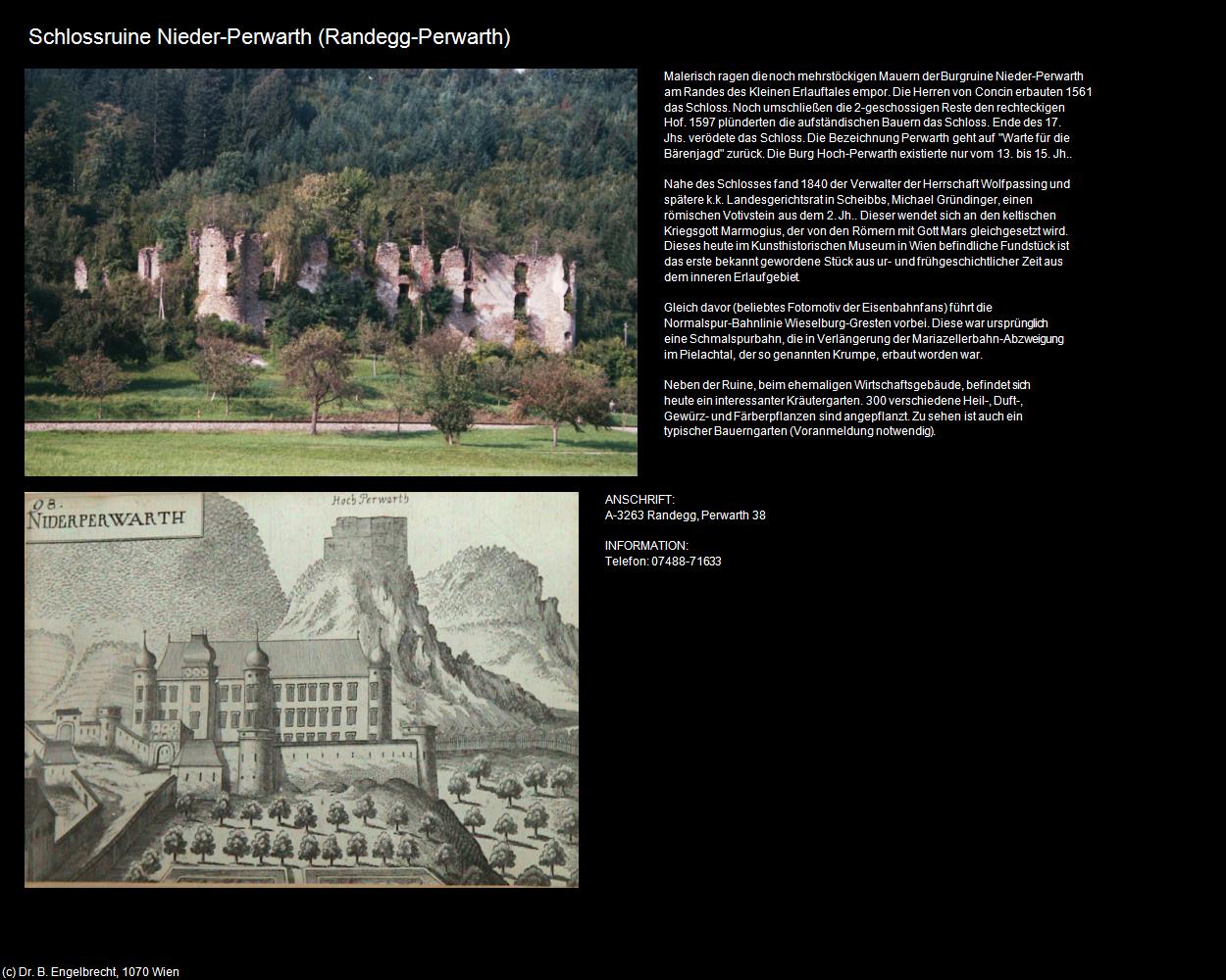 Schlossruine Nieder-Perwarth (Randegg) in Kulturatlas-NIEDERÖSTERREICH