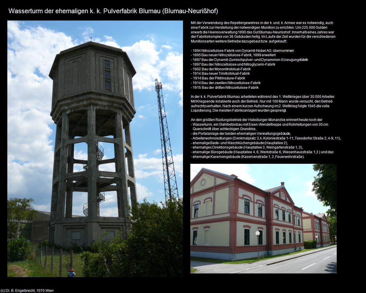 Wasserturm der ehem. k. k. Pulverfabrik Blumau (Blumau-Neurißhof) in Kulturatlas-NIEDERÖSTERREICH