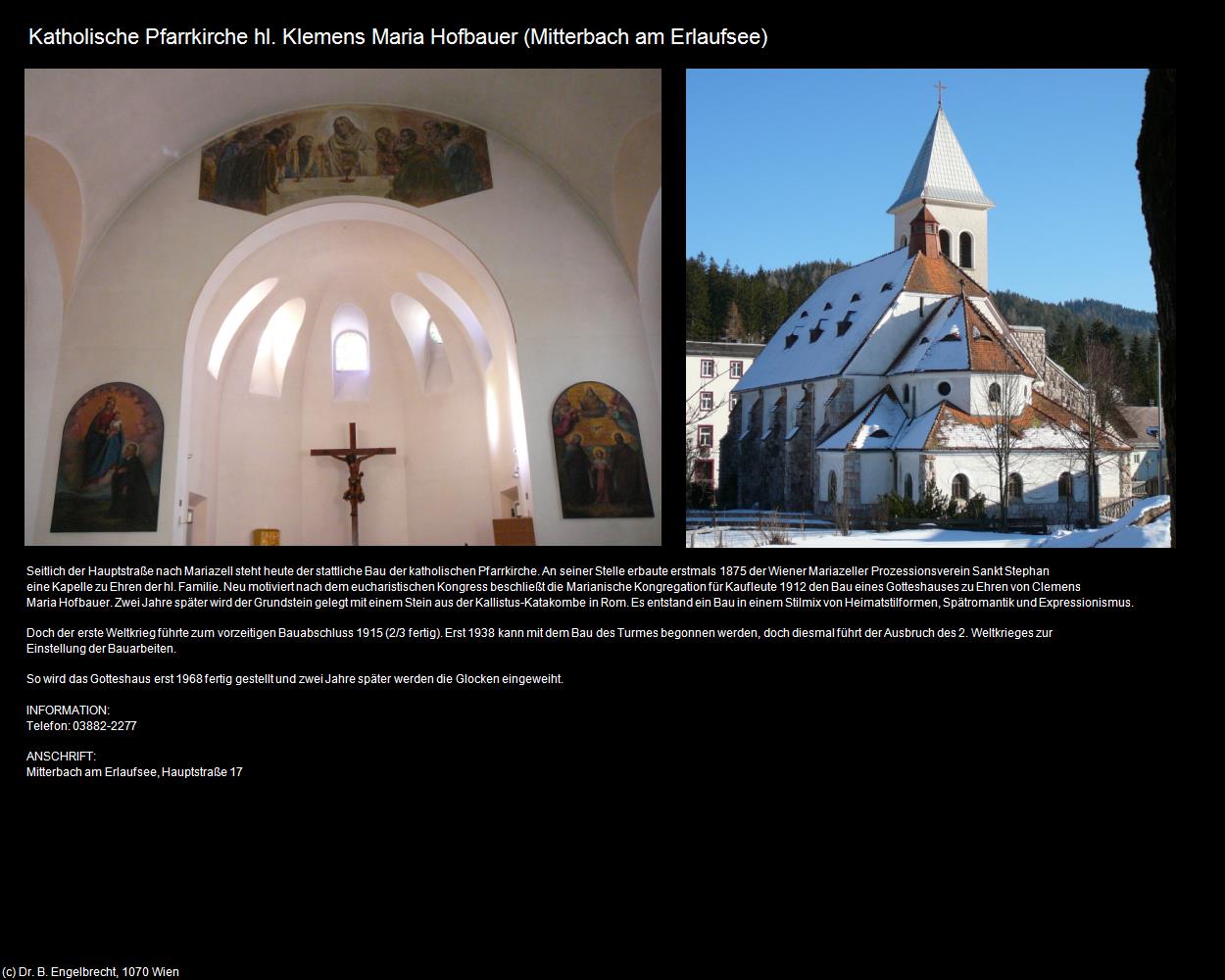 Kath. Pfk. hl. Klemens Maria Hofbauer (Mitterbach am Erlaufsee) in Kulturatlas-NIEDERÖSTERREICH