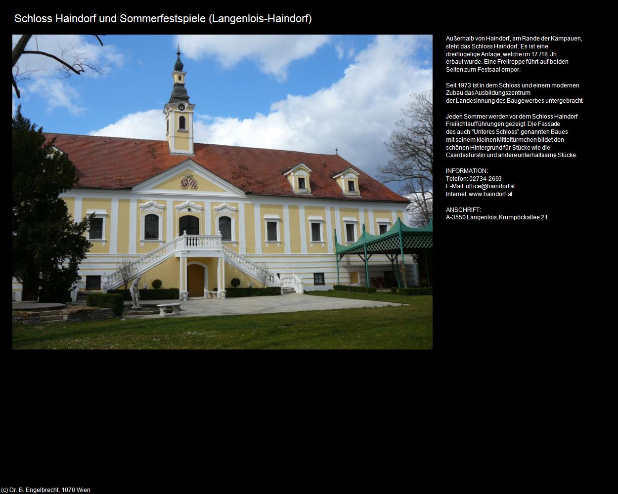 Schloss Haindorf und Sommerfestspiele (Haindorf) (Langenlois) in Kulturatlas-NIEDERÖSTERREICH