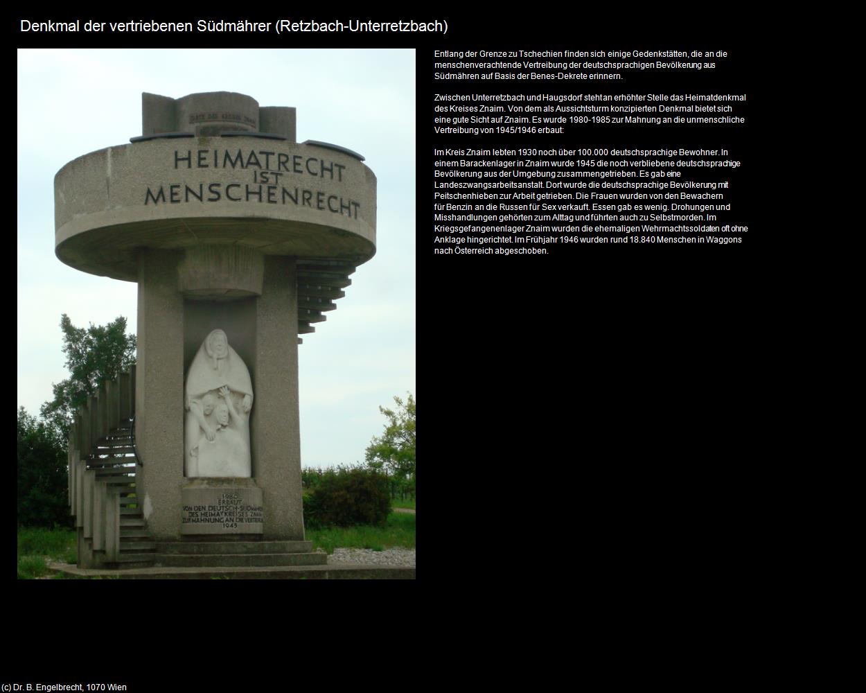 Denkmal der vertriebenen Südmährer (Unterretzbach) (Retzbach) in Kulturatlas-NIEDERÖSTERREICH