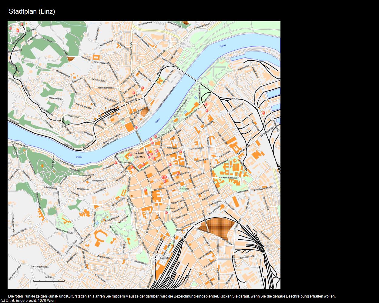 Stadtplan (Linz) in Kulturatlas-Oberösterreich(c)B.Engelbrecht