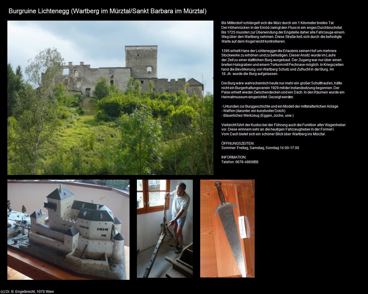 Burgruine Lichtenegg mit Museum (Wartberg im Mürztal/Sankt Barbara im Mürztal) in Kulturatlas-STEIERMARK