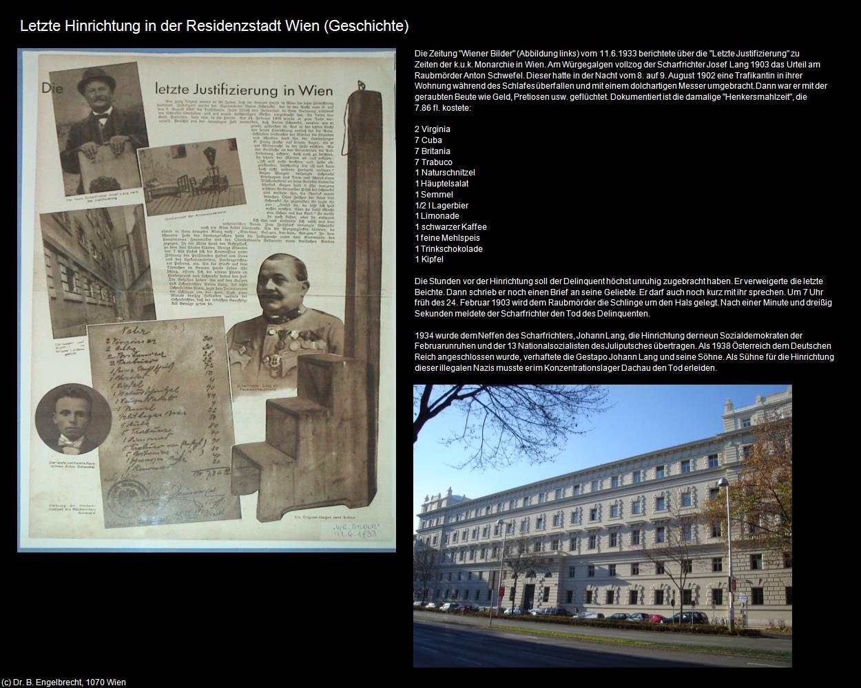 Letzte Hinrichtung in der Residenzstadt Wien  (VIII. Bezirk-Josefstadt) in Kulturatlas-WIEN