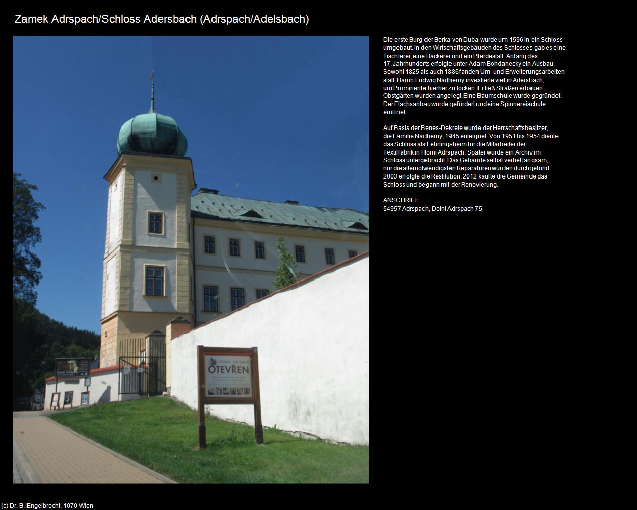 Schloss Adersbach (Adrspach/Adelsbach) in Kulturatlas-TSCHECHIEN