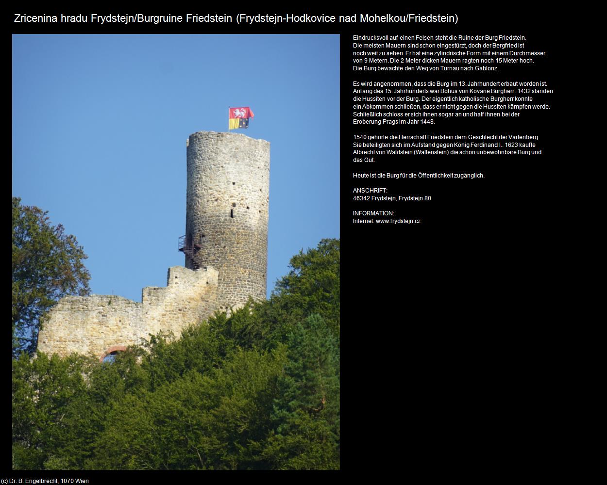 Burgruine Friedstein (Frydstejn-Hodkovice nad Mohelkou/Friedstein) in Kulturatlas-TSCHECHIEN