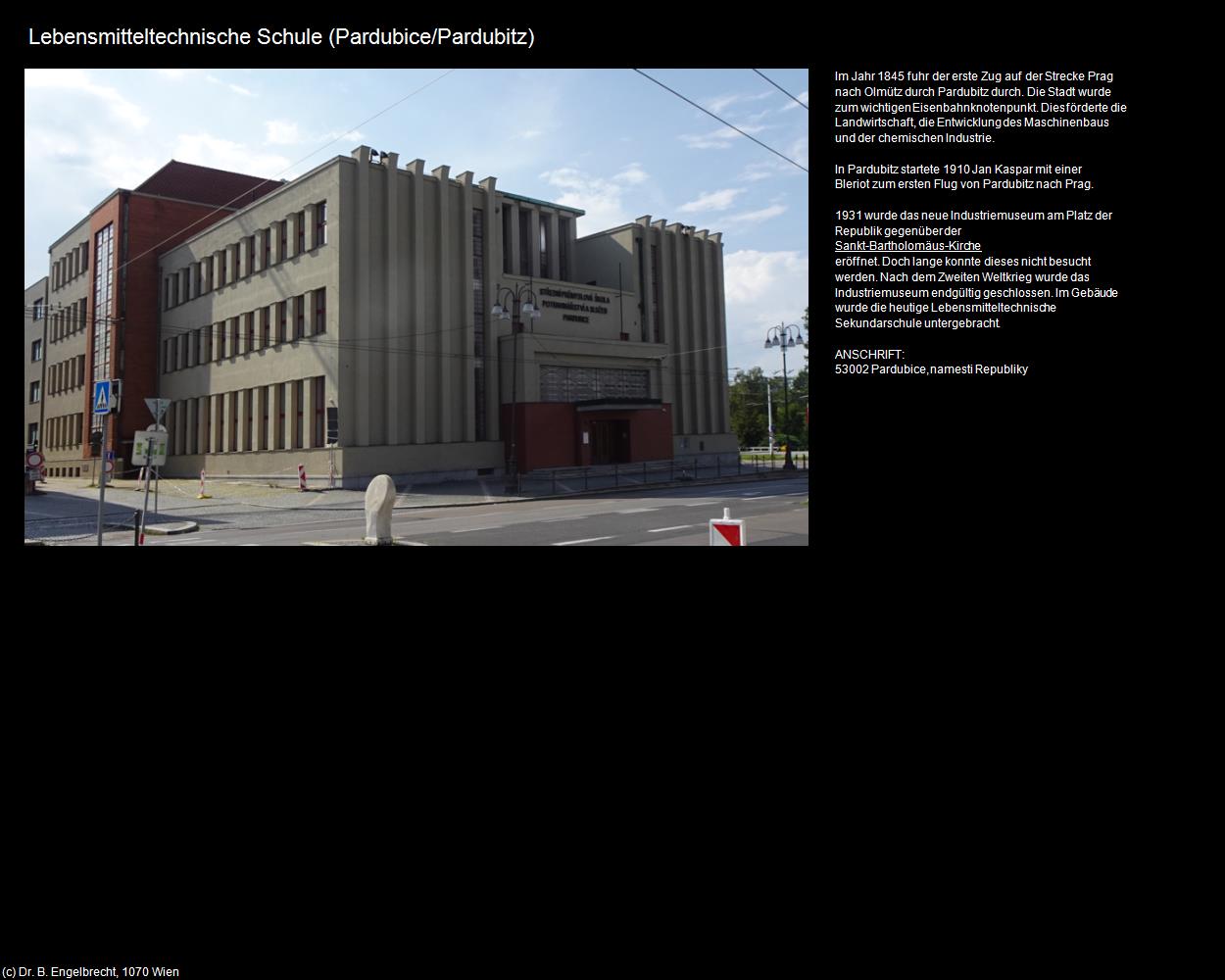 Lebensmitteltechnische Schule (Pardubice/Pardubitz) in Kulturatlas-TSCHECHIEN(c)B.Engelbrecht