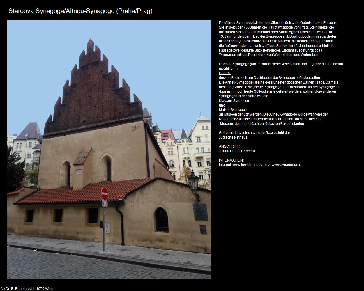 Altneu-Synagoge (Praha-Stare Mesto/Prager-Altstadt) in Kulturatlas-TSCHECHIEN(c)B.Engelbrecht