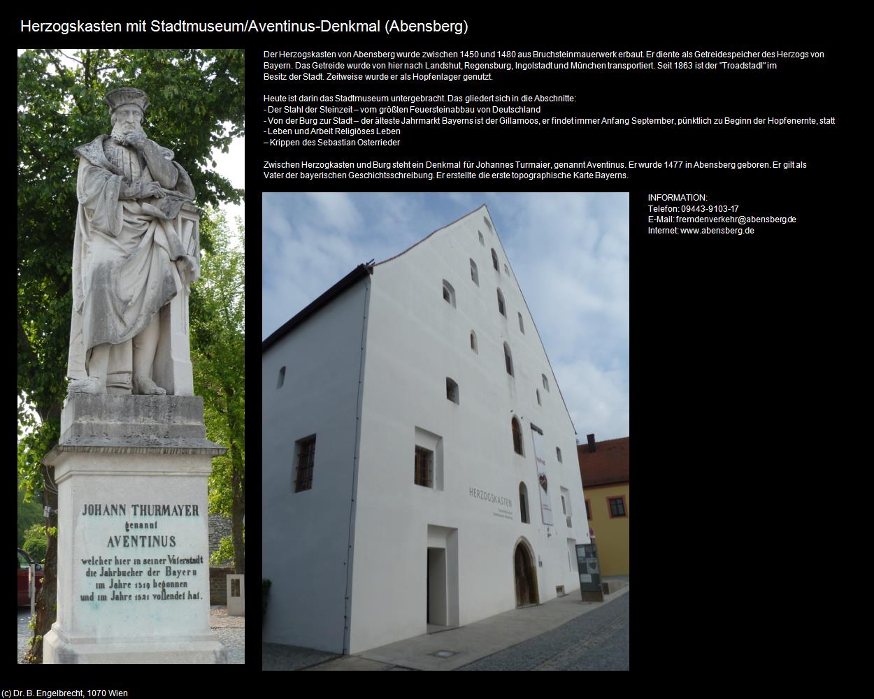 Herzogkasten mit Stadtmuseum/Aventinus-Denkmal (Abensberg) in Kulturatlas-BAYERN