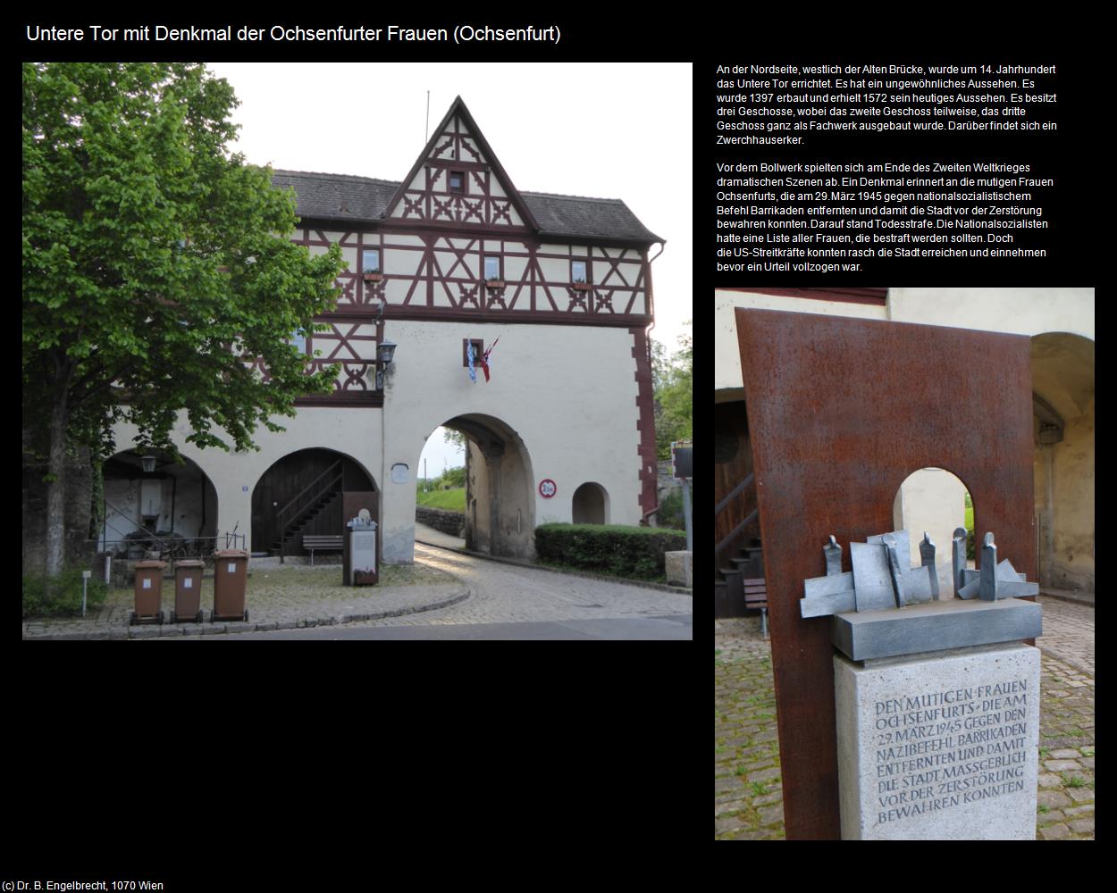 Untere Tor mit Denkmal der Ochsenfurter Frauen  (Ochsenfurt) in Kulturatlas-BAYERN