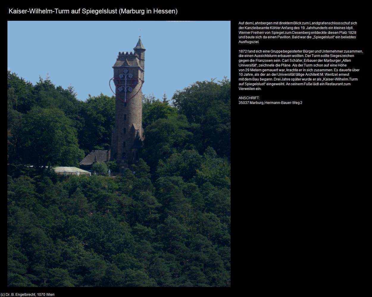 Kaiser-Wilhelm-Turm auf Spiegelslust (Marburg in Hessen) in Kulturatlas-HESSEN