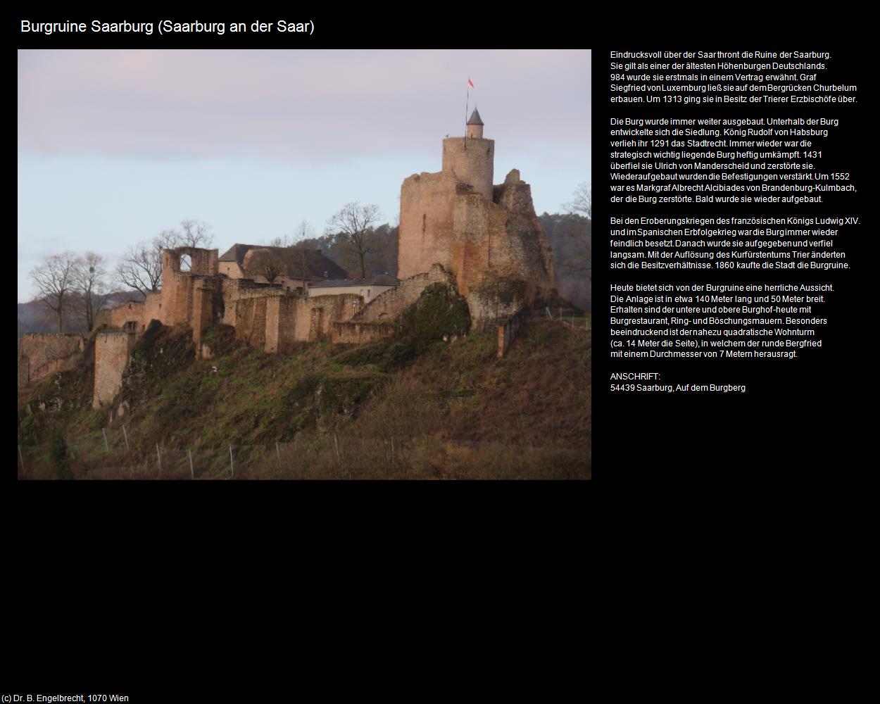 Burgruine Saarburg (Saarburg an der Saar (DEU-RP)) in RHEINLAND-PFALZ und SAARLAND