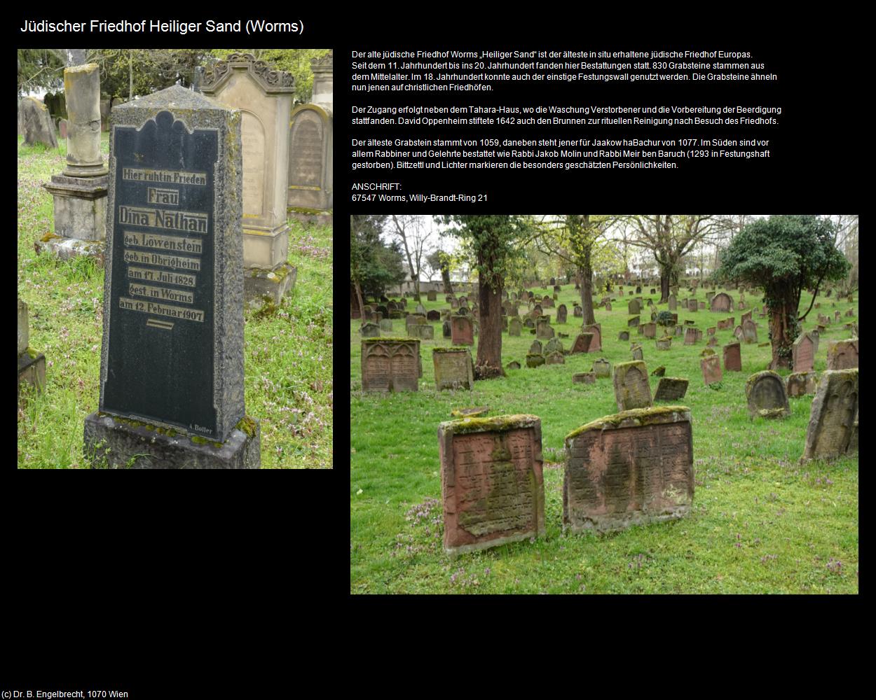 Jüdischer Friedhof Heiliger Sand (Worms (DEU-RP)) in RHEINLAND-PFALZ und SAARLAND