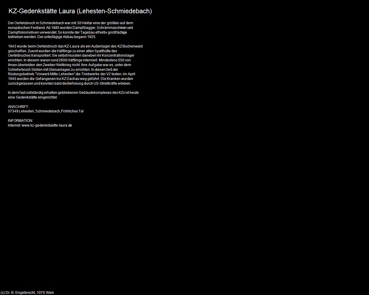 KZ-Gedenkstätte Laura (Schmiedebach) (Lehesten ) in Kulturatlas-THÜRINGEN