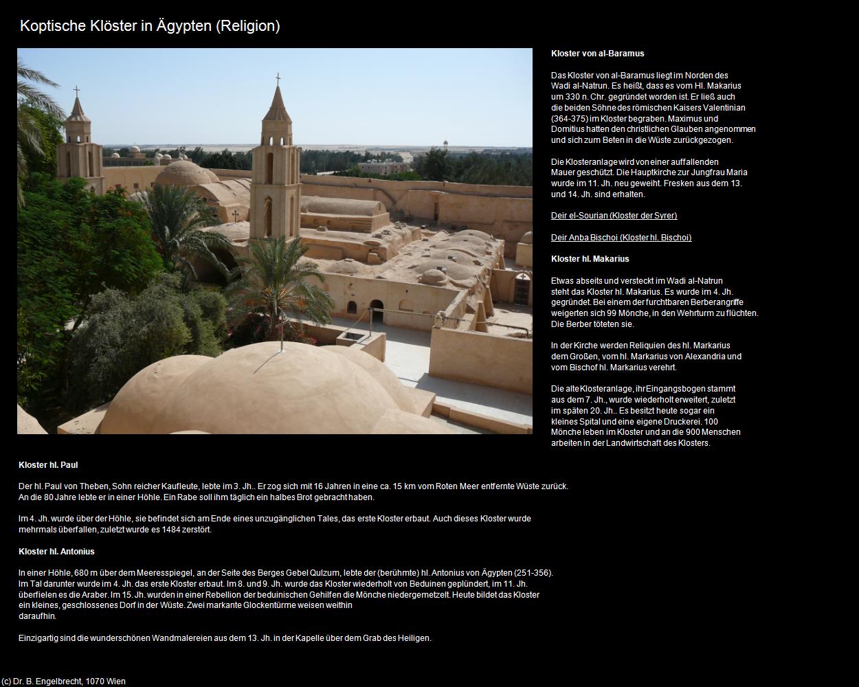 Koptische Klöster in Ägypten (+Die Koptische Kirche) in Kulturatlas-ÄGYPTEN(c)B.Engelbrecht