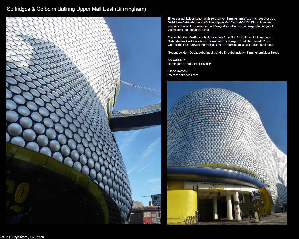 Selfridges & Co beim Bullring Upper Mall East (Birmingham, England) in Kulturatlas-ENGLAND und WALES