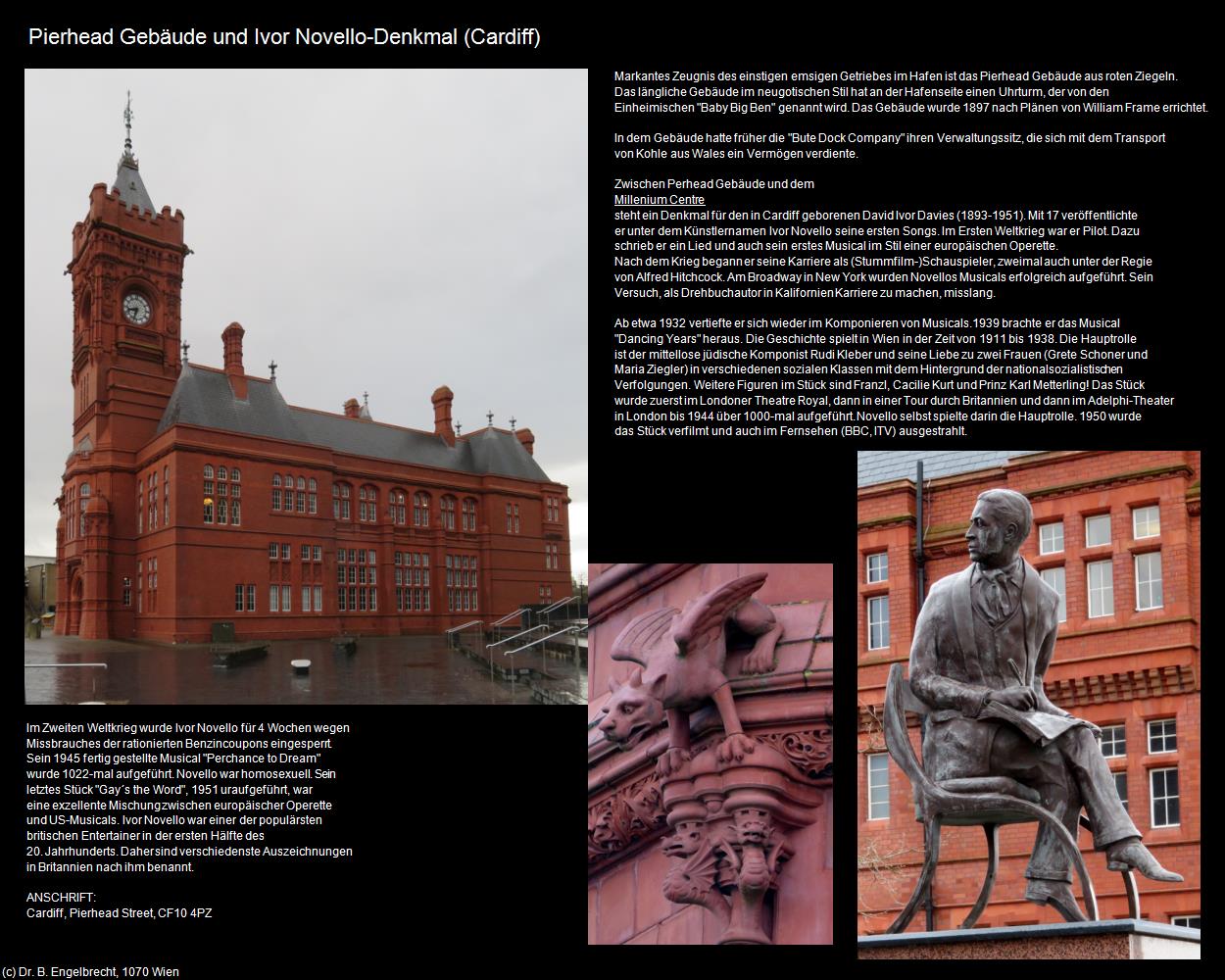 Pierhead Gebäude und Ivor Novello-Denkmal  (Cardiff, Wales) in Kulturatlas-ENGLAND und WALES(c)B.Engelbrecht