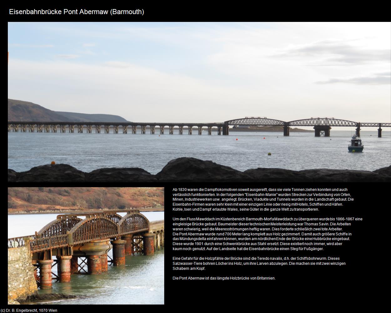 Eisenbahnbrücke Pont Abermaw     (Barmouth, Wales) in Kulturatlas-ENGLAND und WALES