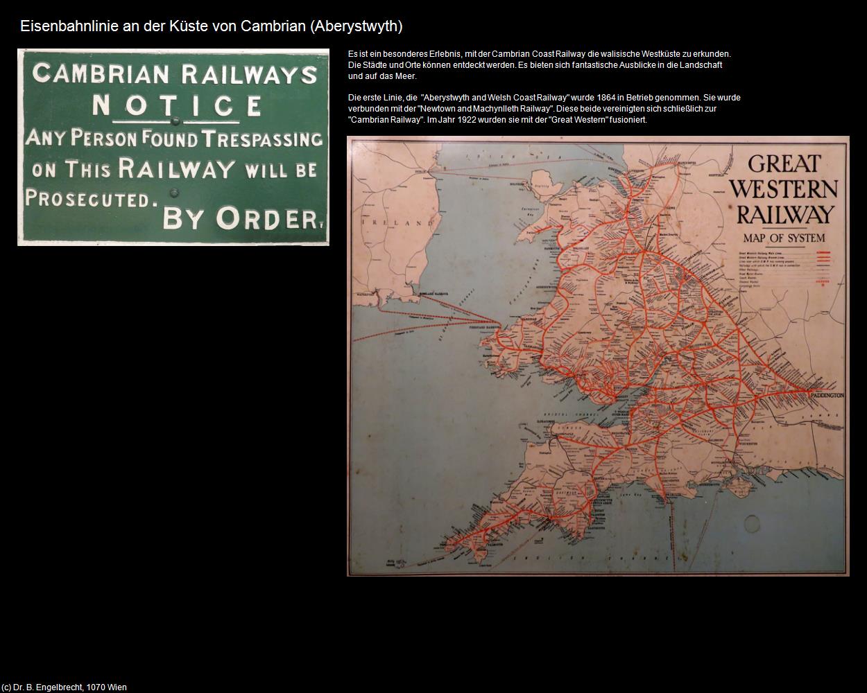 Eisenbahnlinie an der Küste von Cambrian (Aberystwyth) (Aberystwyth, Wales) in Kulturatlas-ENGLAND und WALES