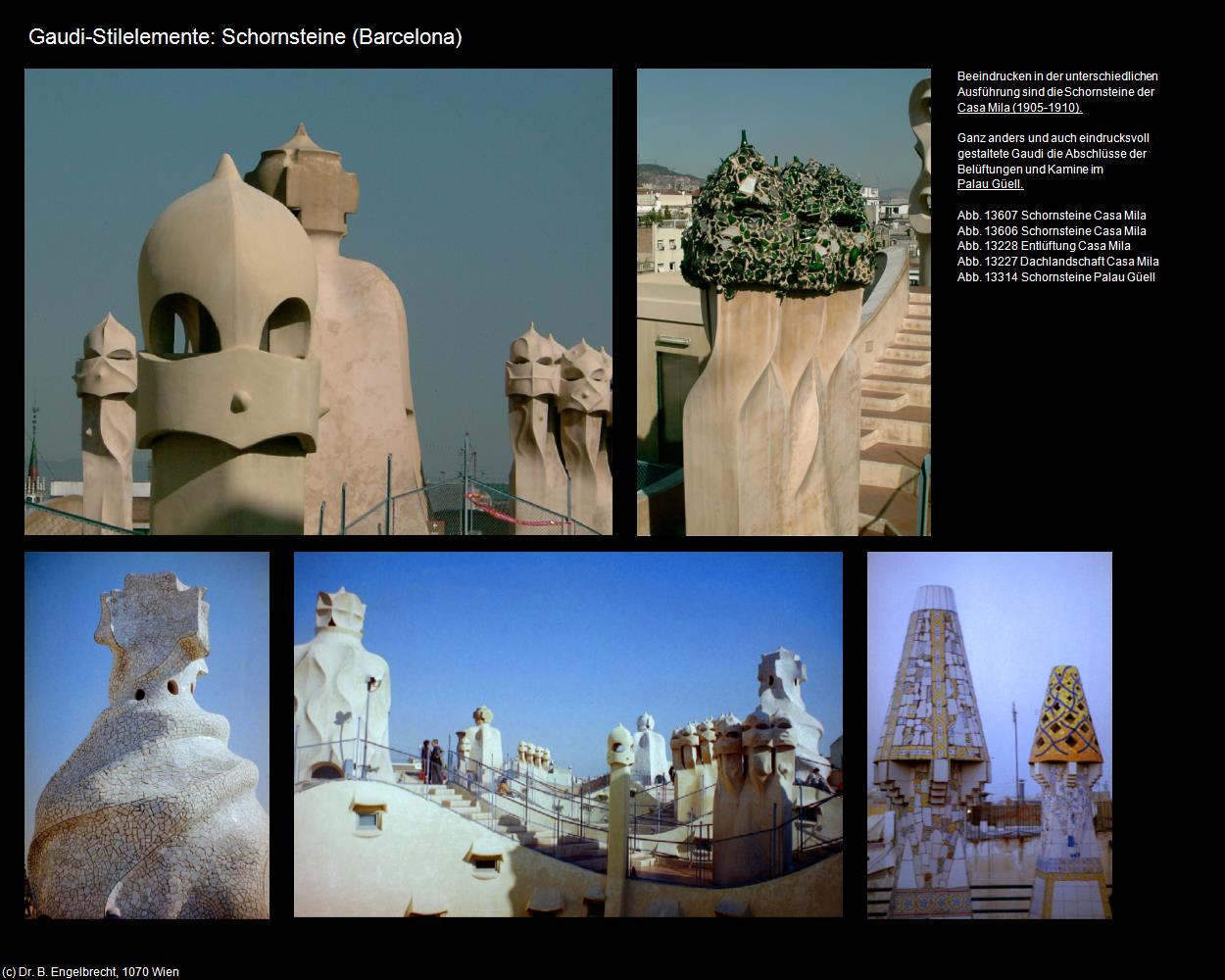 Gaudi-Stilelemente: Schornsteine (Barcelona) in Kulturatlas-SPANIEN-KATALONIEN(c)B.Engelbrecht