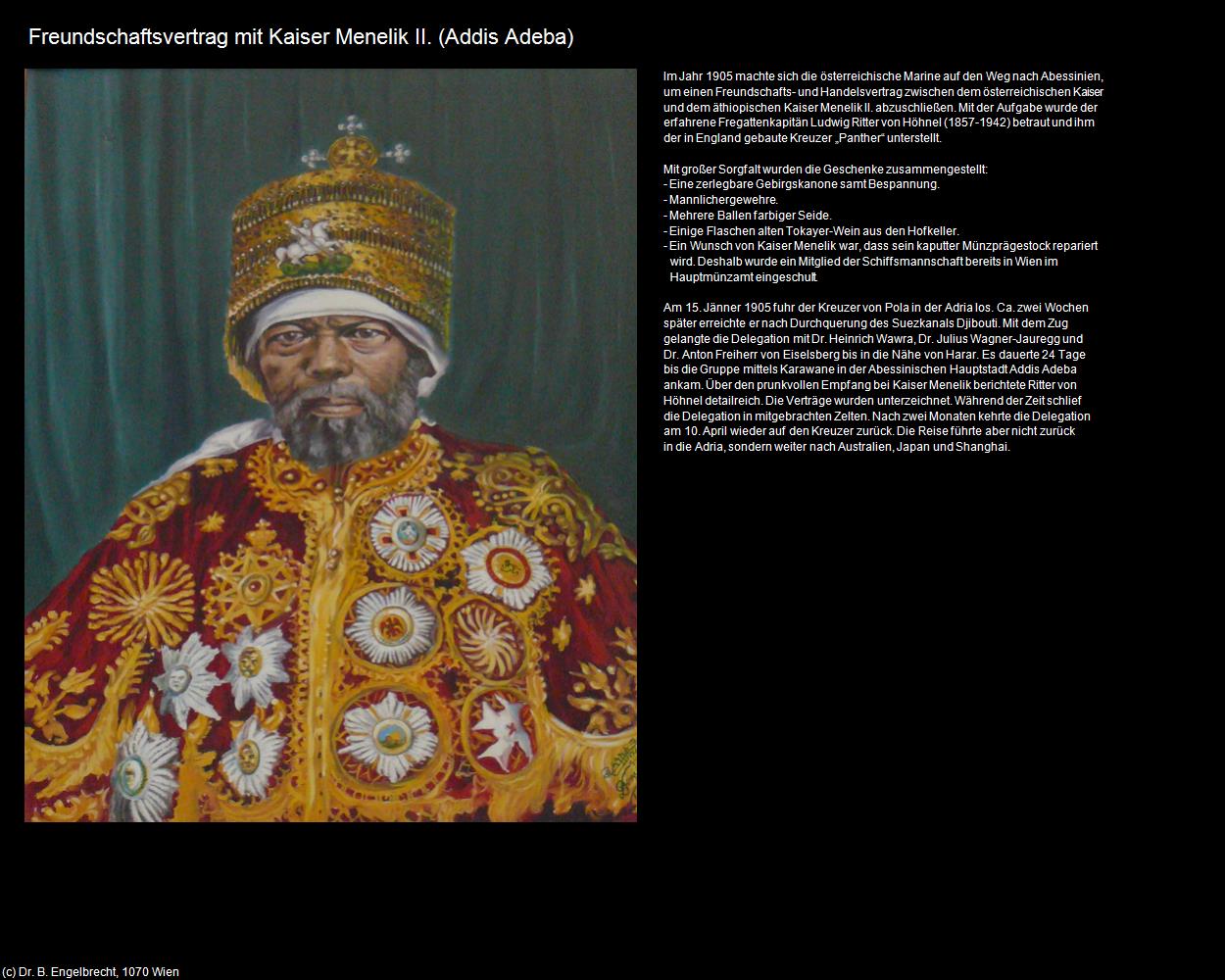 Freundschaftsvertrag mit Kaiser Menelik II. (Addis Abeba) in Äthiopien