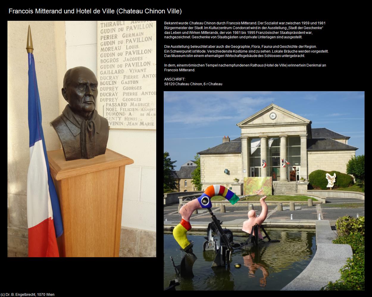 Francois Mitterand und Hotel de Ville (Chateau-Chinon-Ville (FR-BFC)) in Kulturatlas-FRANKREICH