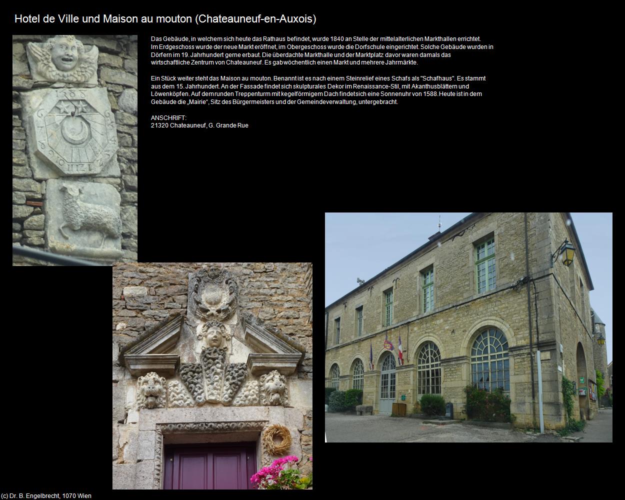 Hotel de Ville und Maison au mouton (Chateauneuf-en-Auxois (FR-BFC)) in Kulturatlas-FRANKREICH