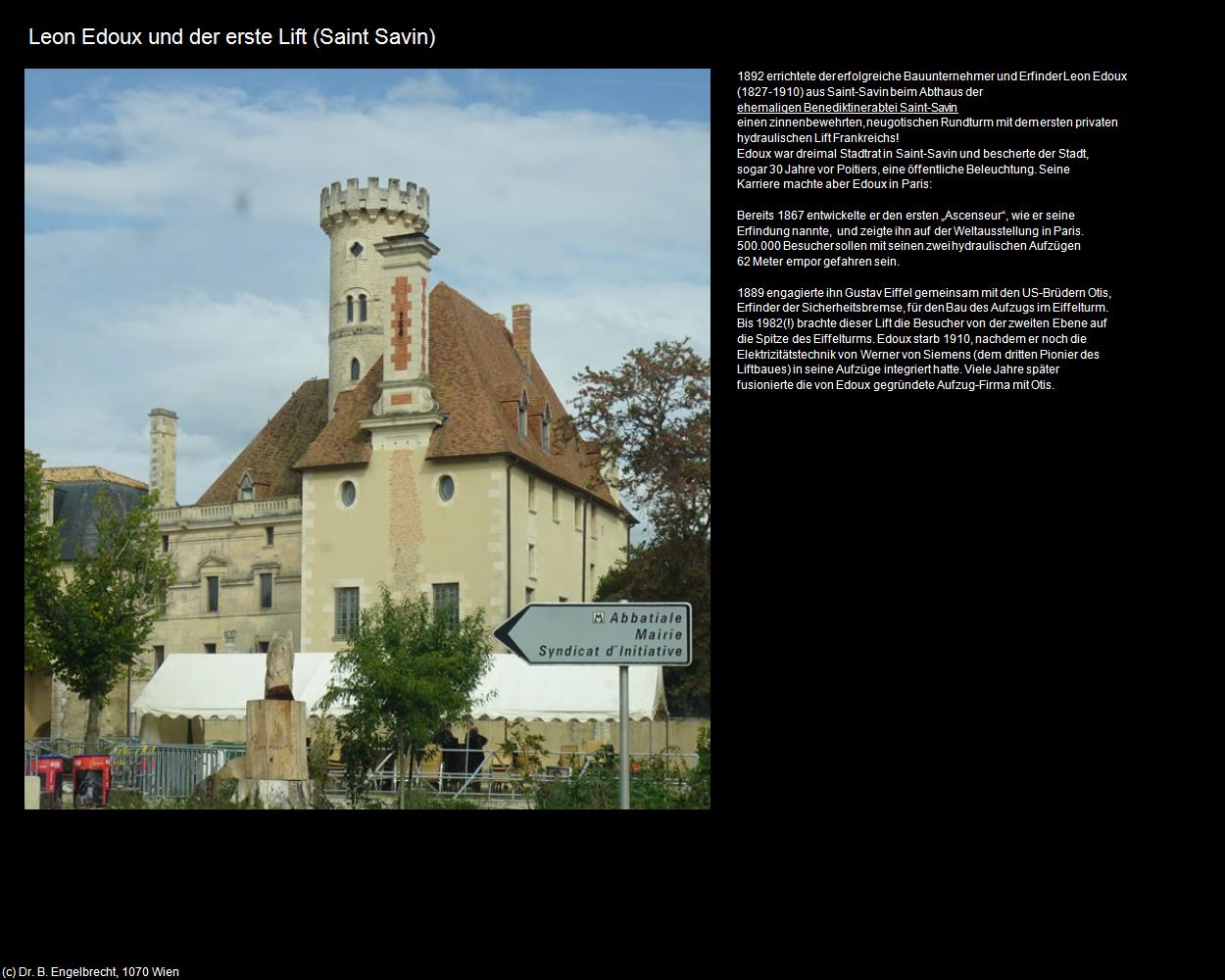 Leon Edoux und der erste Lift (Saint Savin (FR-NAQ)) in Kulturatlas-FRANKREICH(c)B.Engelbrecht