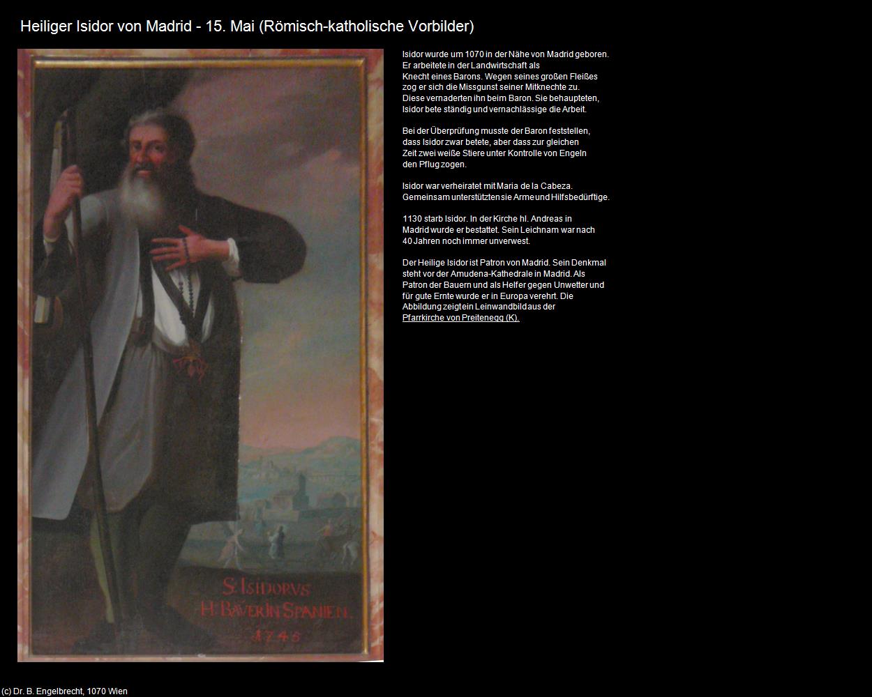 Hl. Isidor von Madrid - 15. Mai (Römisch-katholische Heilige) in Leben-und-Arbeiten-einst(c)B.Engelbrecht