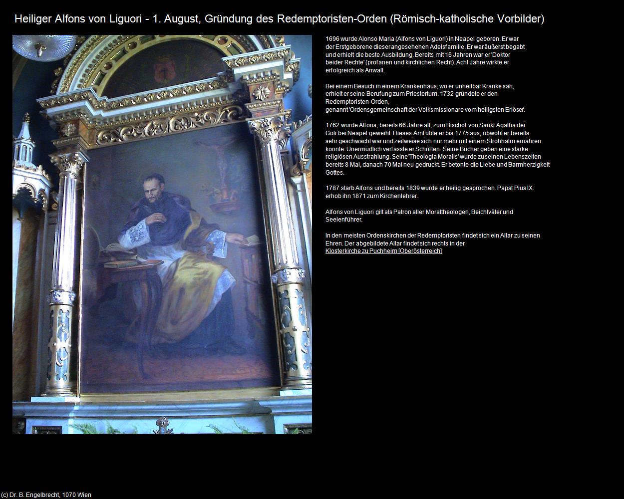 Hl. Alfons von Liguori - 1. August (Römisch-katholische Heilige) in Leben-und-Arbeiten-einst(c)B.Engelbrecht