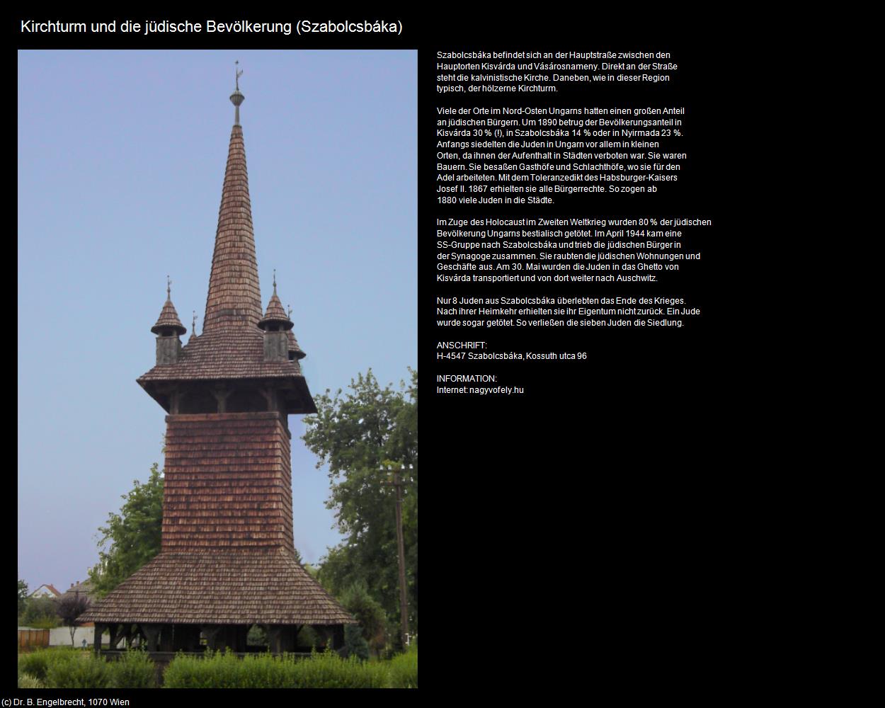 Kirchturm und die jüdische Bevölkerung (Szabolcsbáka) in Kulturatlas-UNGARN