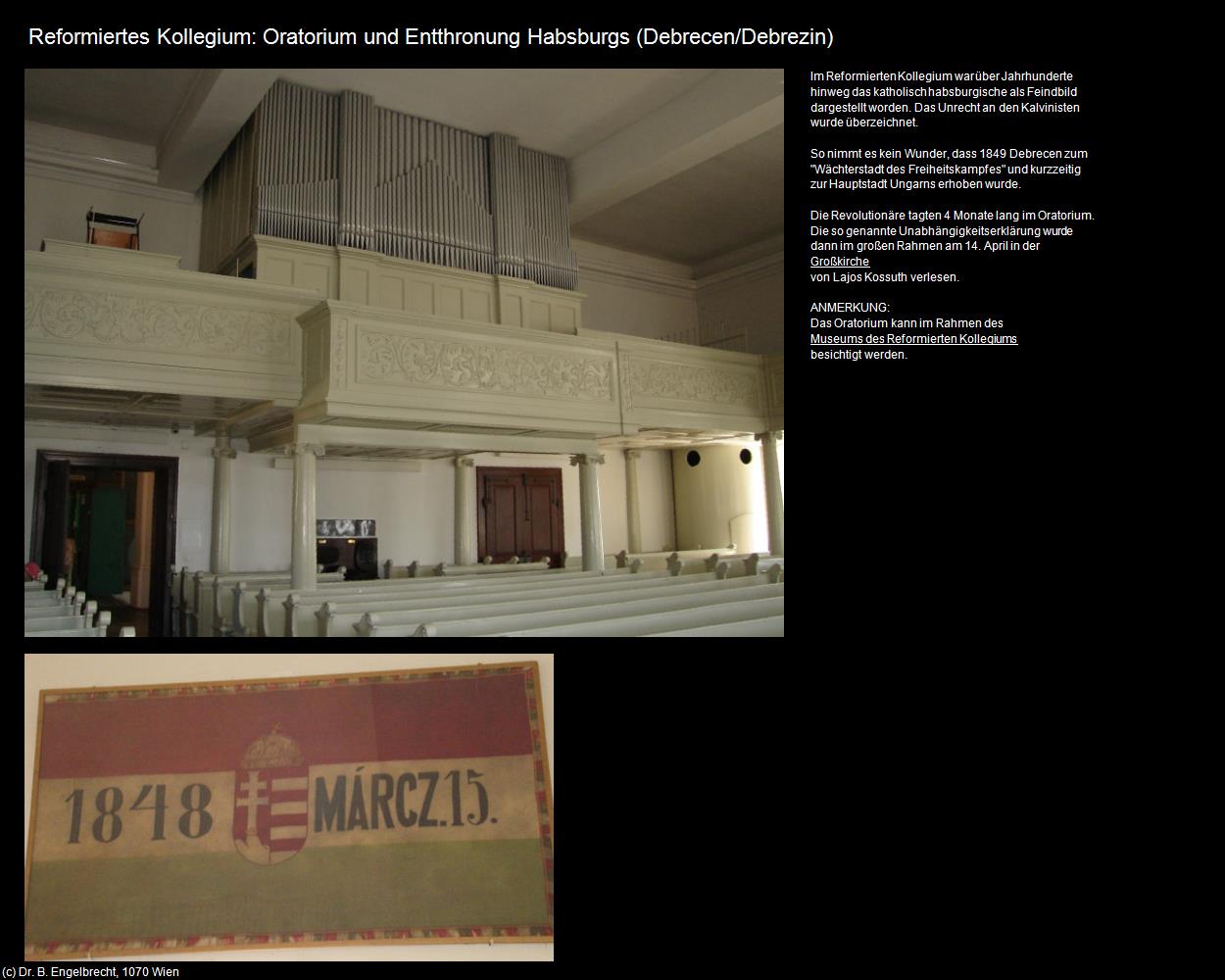 Reformiertes Kollegium: Oratorium und Entthronung Habsburgs (Debrecen/Debrezin) in Kulturatlas-UNGARN(c)B.Engelbrecht