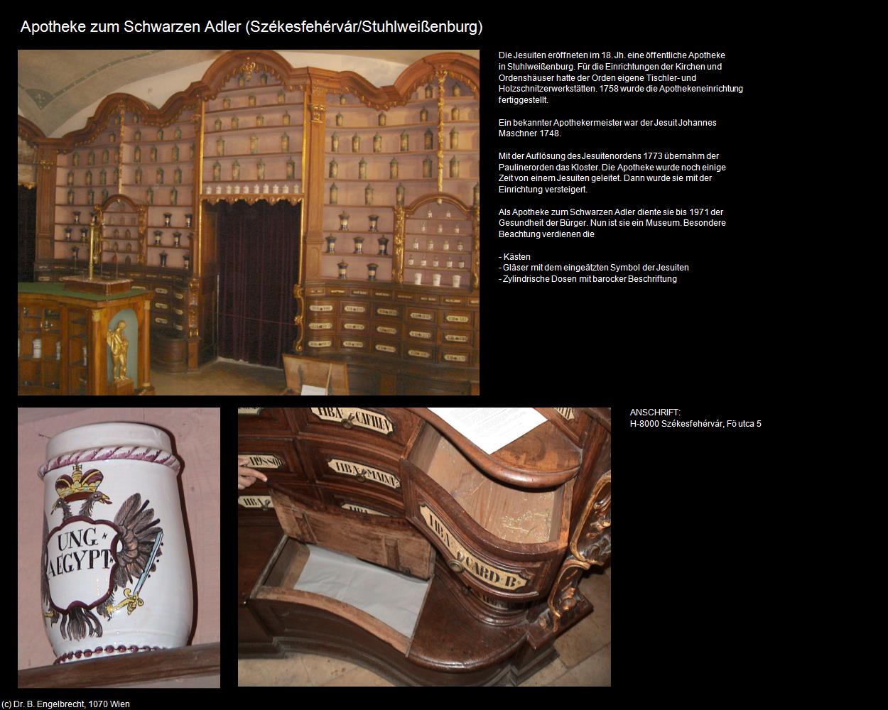 Apotheke Zum schwarzen Adler (Székesfehérvár/Stuhlweißenburg) in Kulturatlas-UNGARN