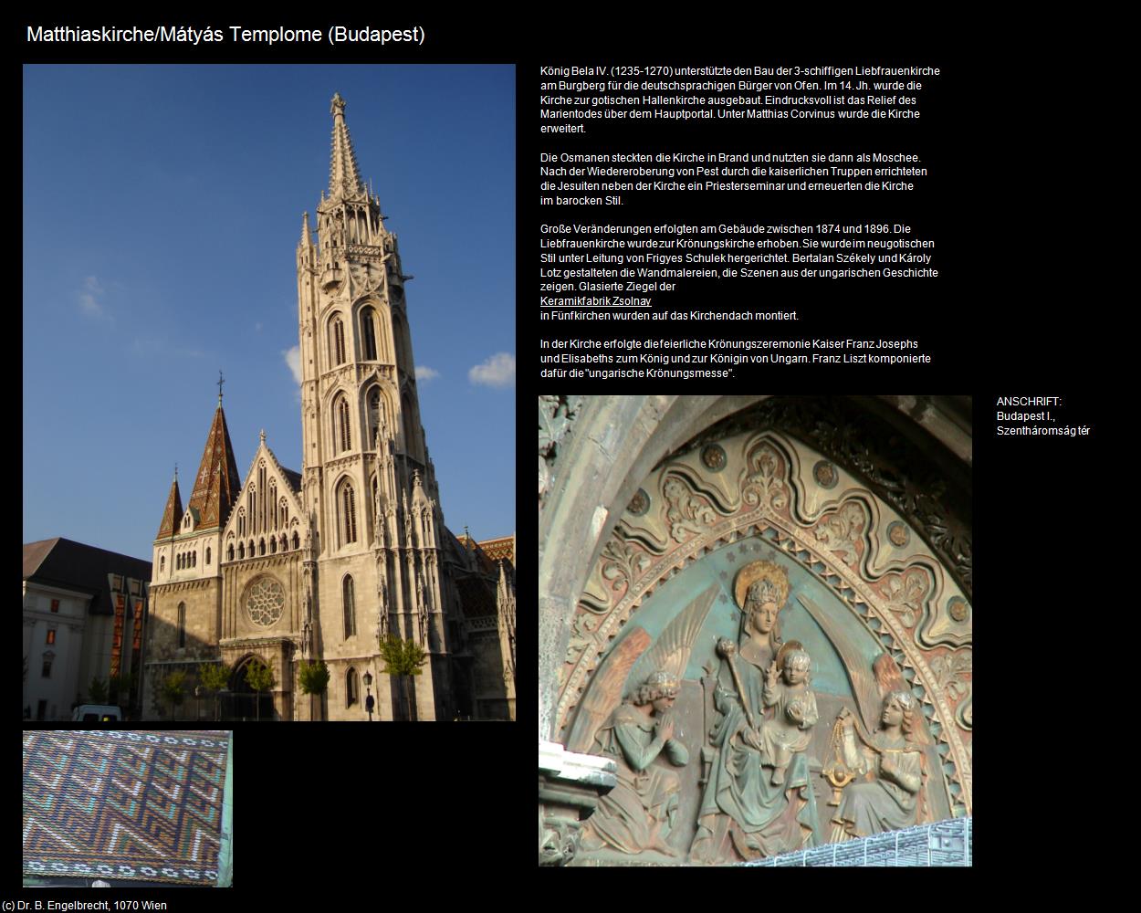 Matthiaskirche/Mátyás templome (Budapest) in Kulturatlas-UNGARN(c)B.Engelbrecht