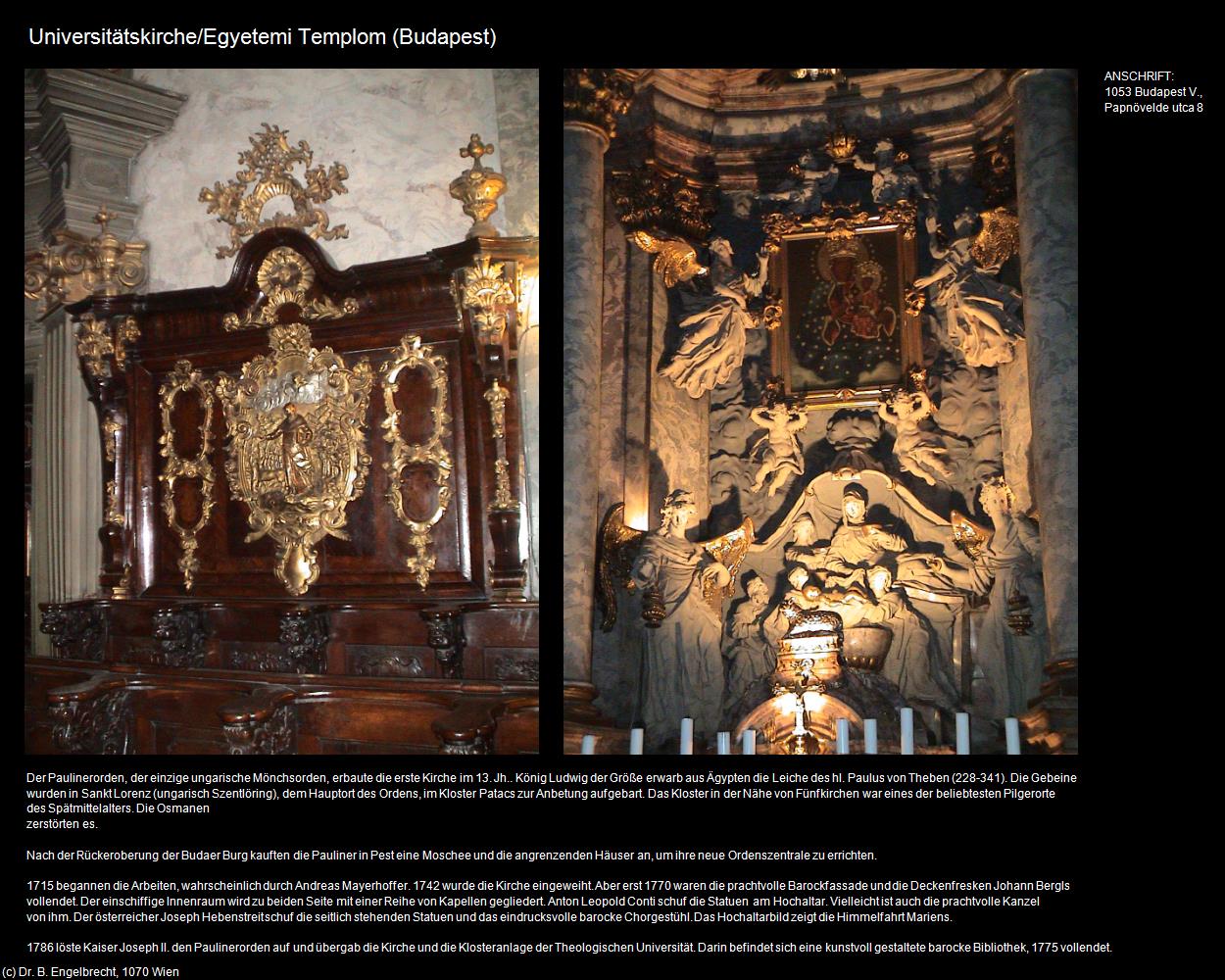 Universitätskirche/Egyetemi templom (Budapest) in Kulturatlas-UNGARN