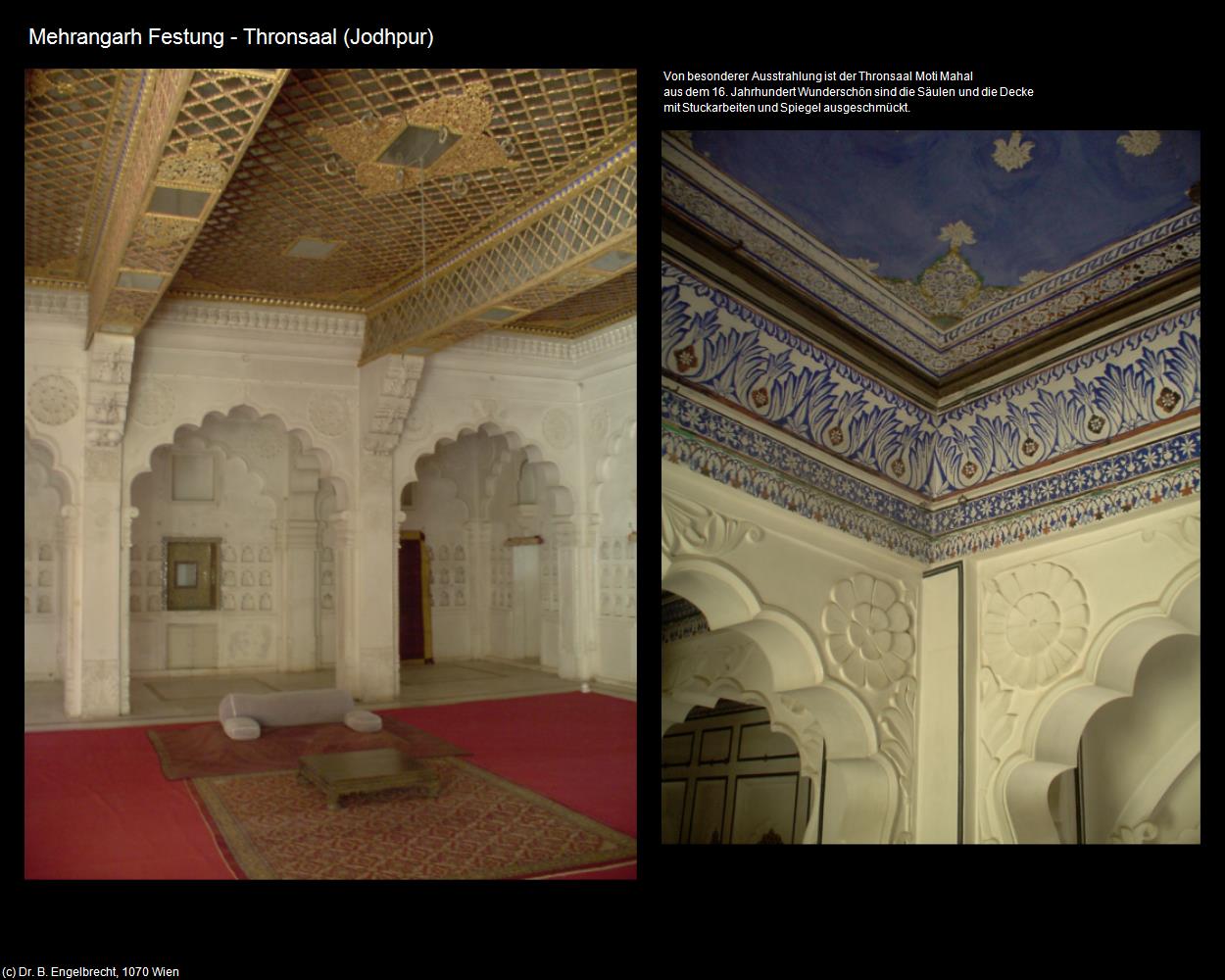 Mehrangarh Festung-Thronsaal (Jodhpur) in Rajasthan - das Land der Könige