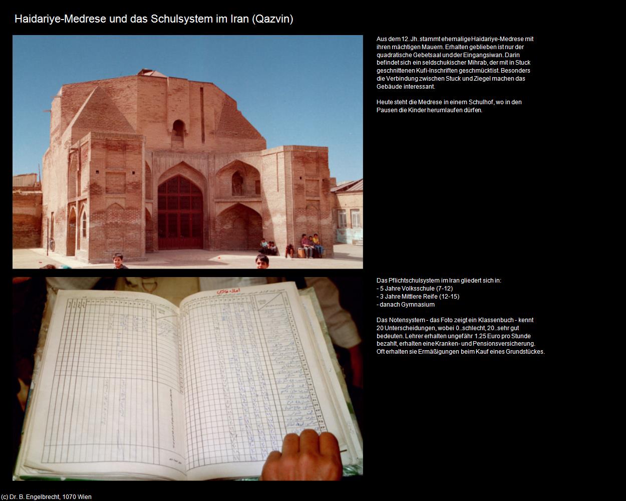 Haidariye-Medrese und das Schulsystem (Qazvin) in Iran