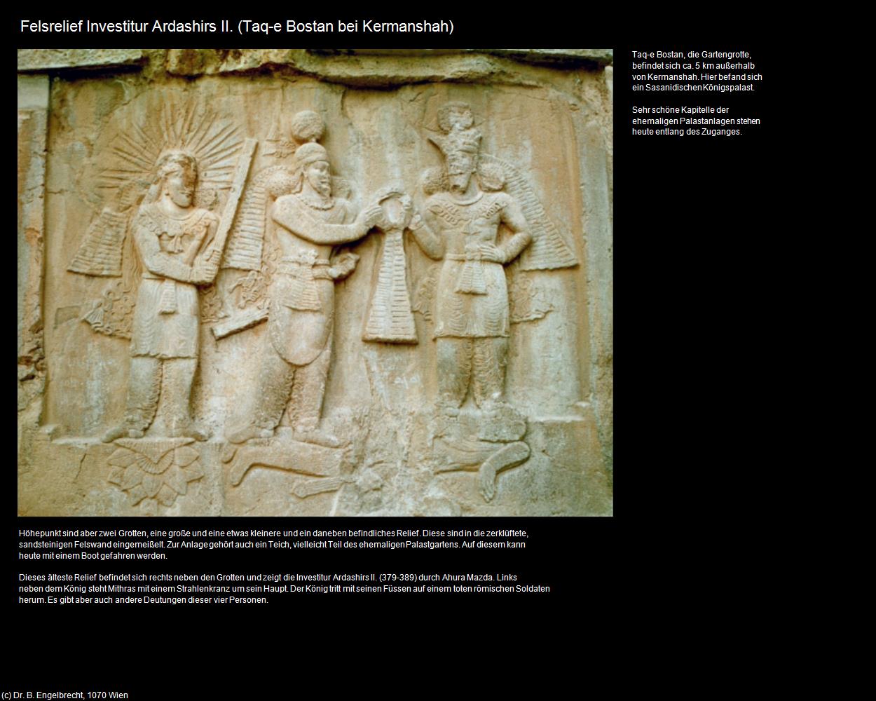 Felsrelief Investitur Ardashirs II.  (Taq-e Bostan bei Kermanshah) in Iran