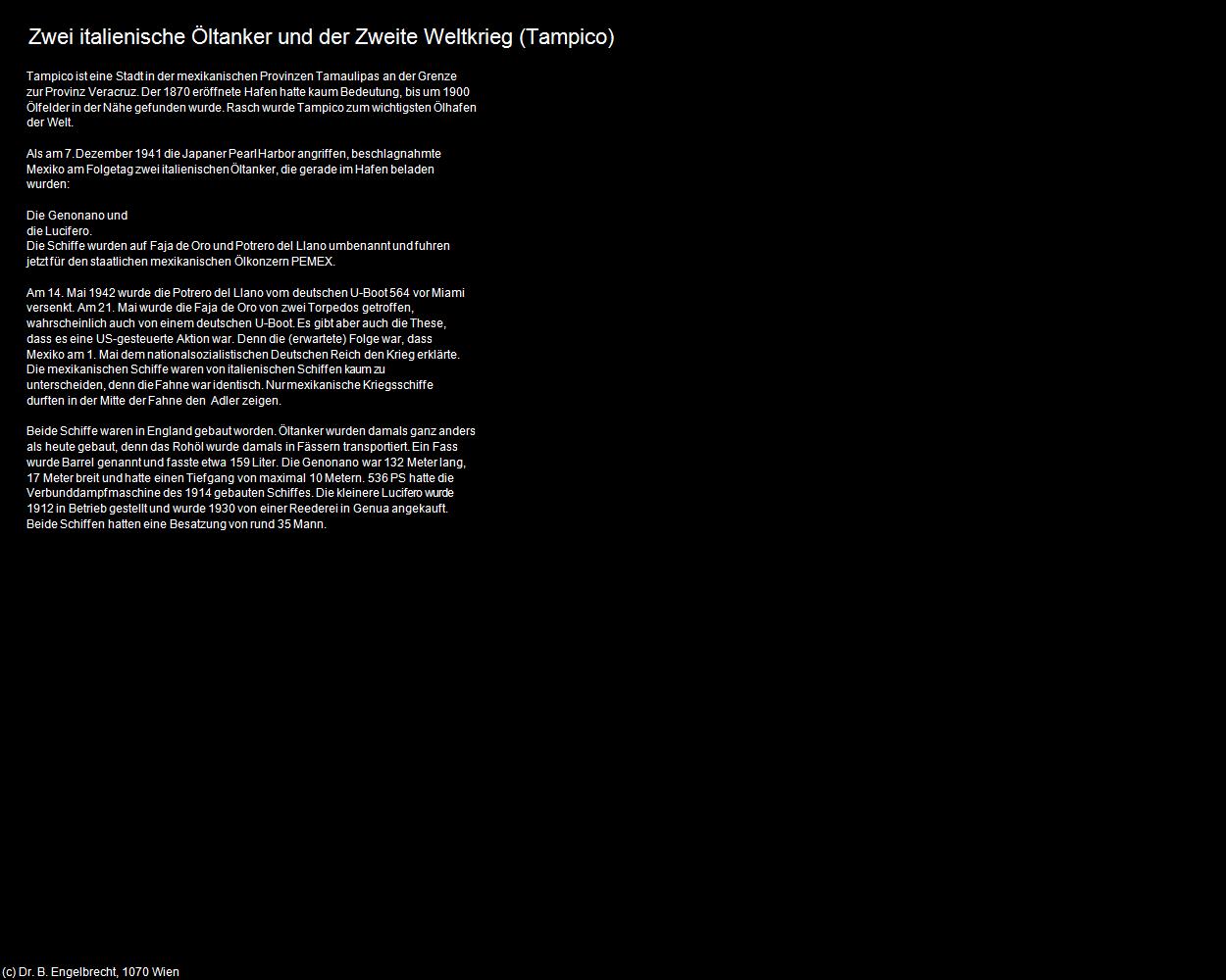 Zwei italienische Öltanker und der Zweite Weltkrieg (Tampico) in Kulturatlas-MEXIKO