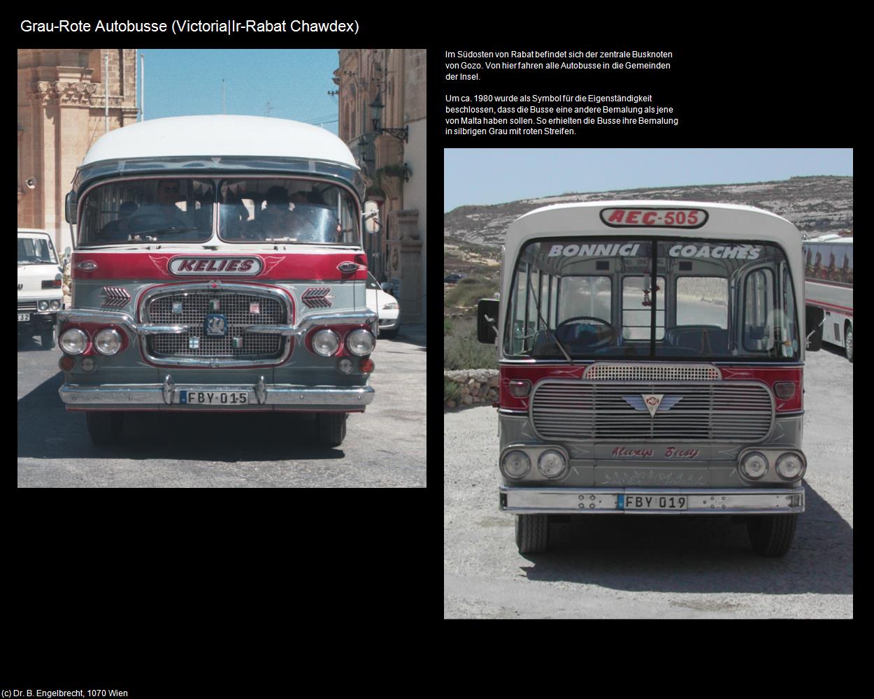 Grau-Rote Autobusse (Victoria|Ir-Rabat Chawdex auf Gozo) in Malta - Perle im Mittelmeer