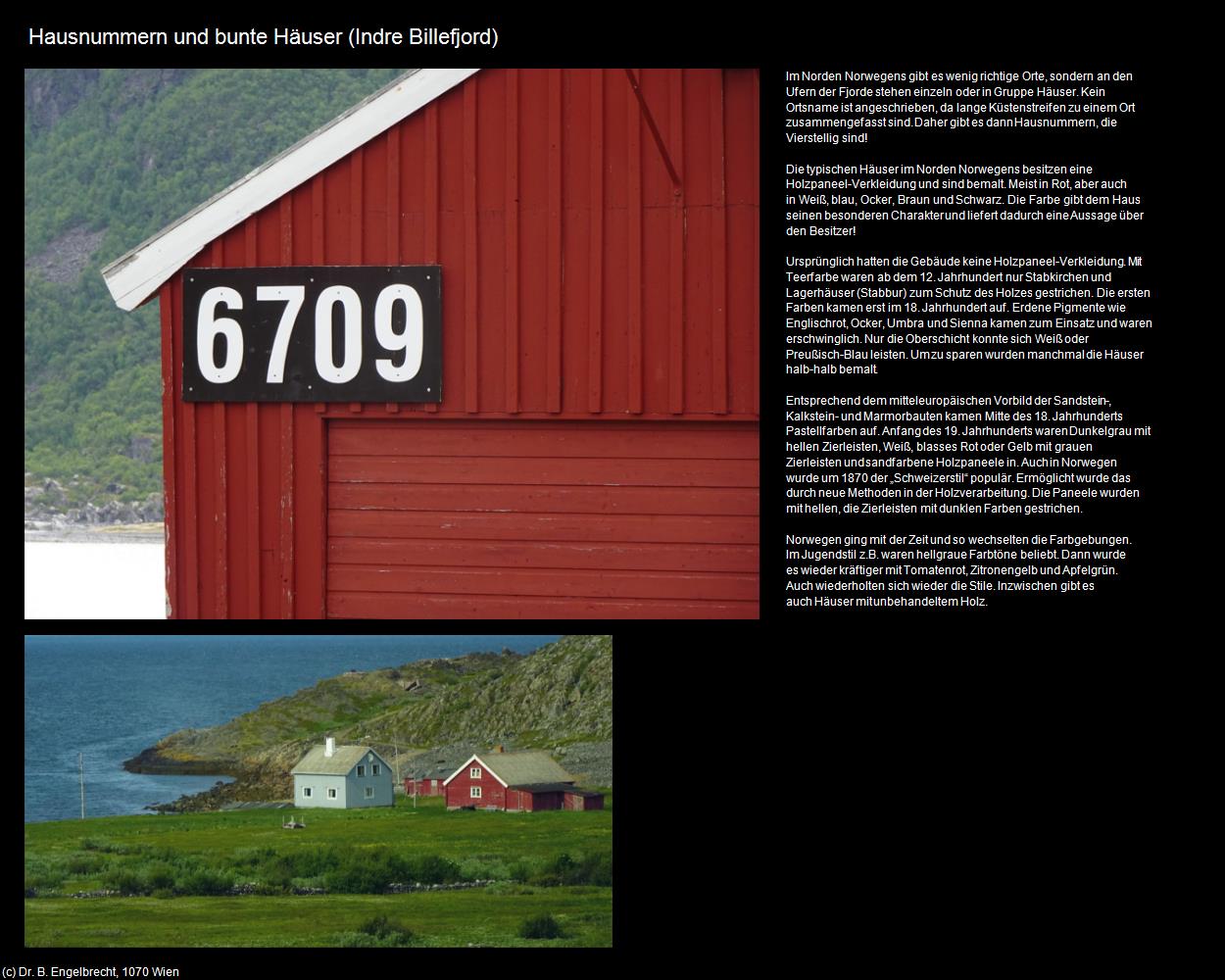 Hausnummern und bunte Häuser (Indre Billefjord) in Kulturatlas-NORWEGEN