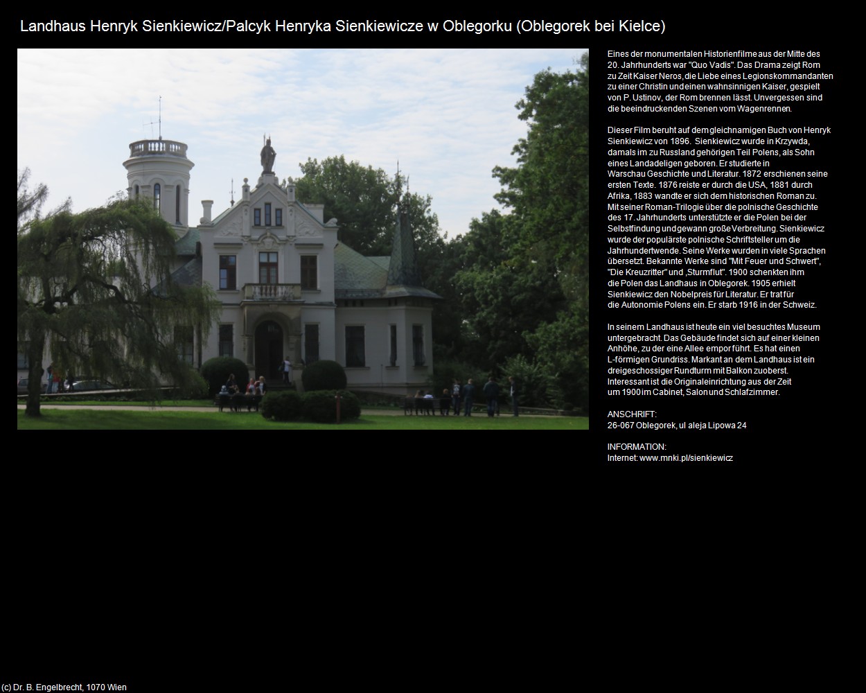 Landhaus Henryk Sienkiewicz (Oblegorek bei Kielce) in Kulturatlas-POLEN-Galizien