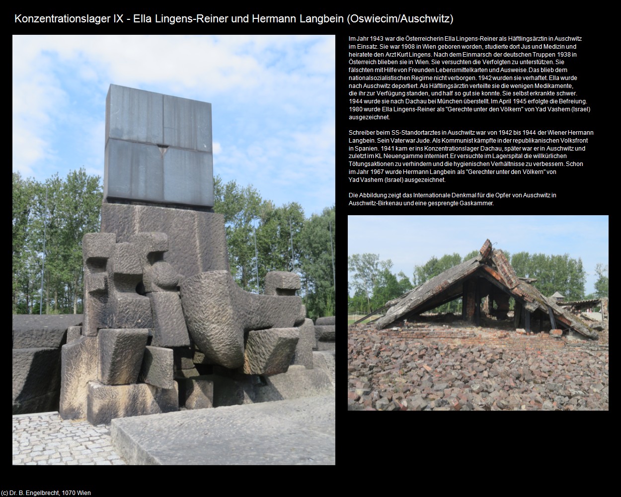 Konzentrationslager IX - Ella Lingens-Reiner (Oswiecim/Auschwitz) in Kulturatlas-POLEN-Galizien