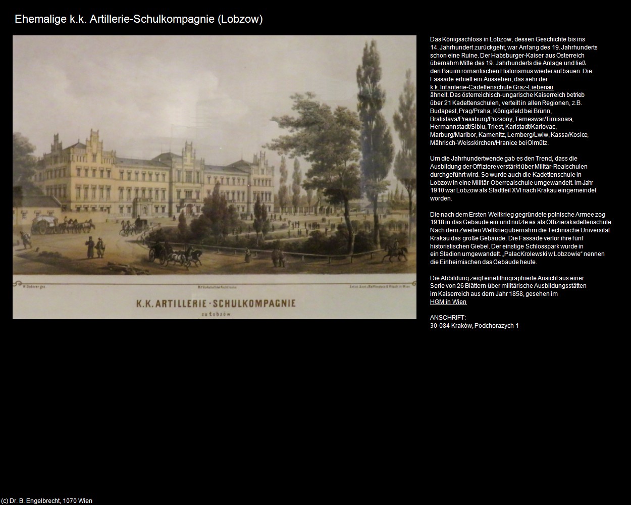 Ehem. k.k. Artillerie-Schulkompagnie (Lobzow) (Krakau/Krakow) in Kulturatlas-POLEN-Galizien(c)B.Engelbrecht