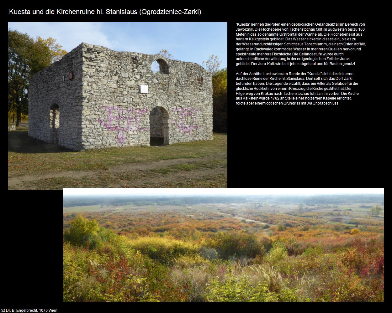 Kuesta und die Kirchenruine hl. Stanislaus (Zarki) (Ogrodzieniec) in POLEN-Schlesien