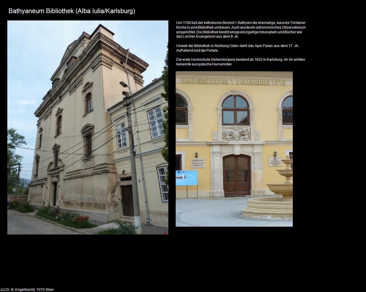 Bathyaneum Bibliothek  (Alba Iulia|Karlsburg) in RUMÄNIEN